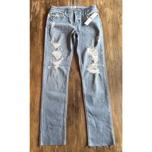 Hudson Riley Cropped Relaxed Straight Leg Jeans Distressed Women’s 25